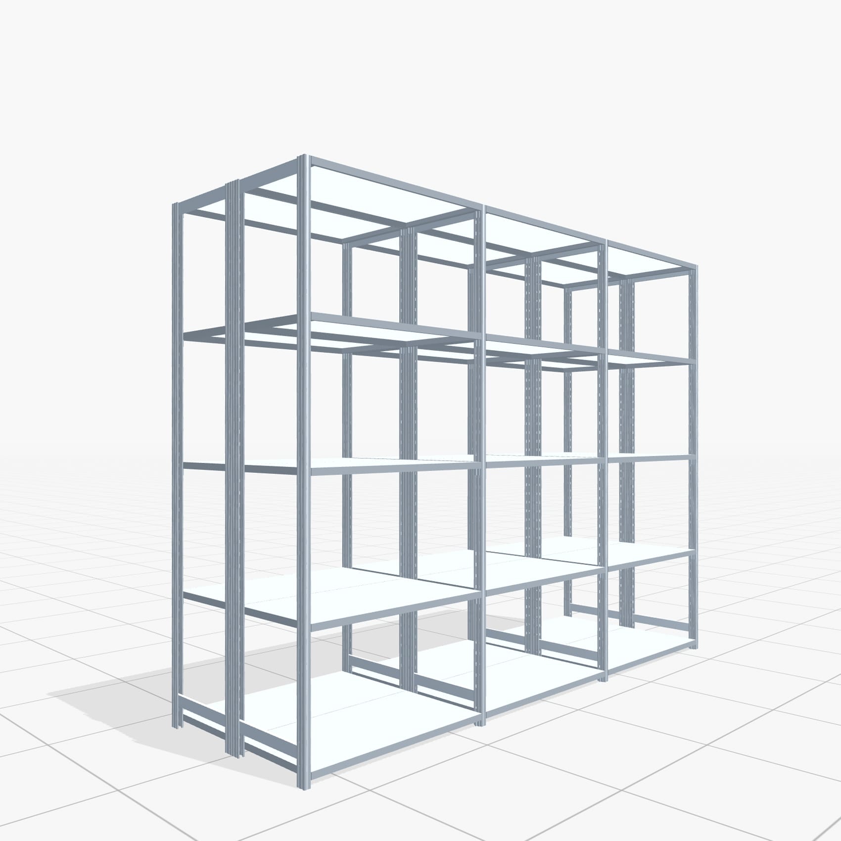 Rayonnages métalliques FBX 4000, H: 2.350 mm, L : 3.023 mm mm, P: 500 mm, Niveaux : 5