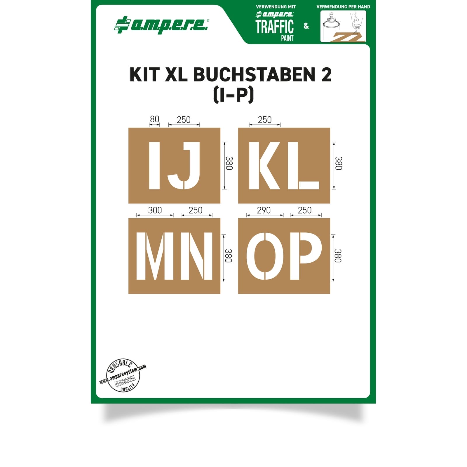 RMX sjablonen KIT XL letters I-P
