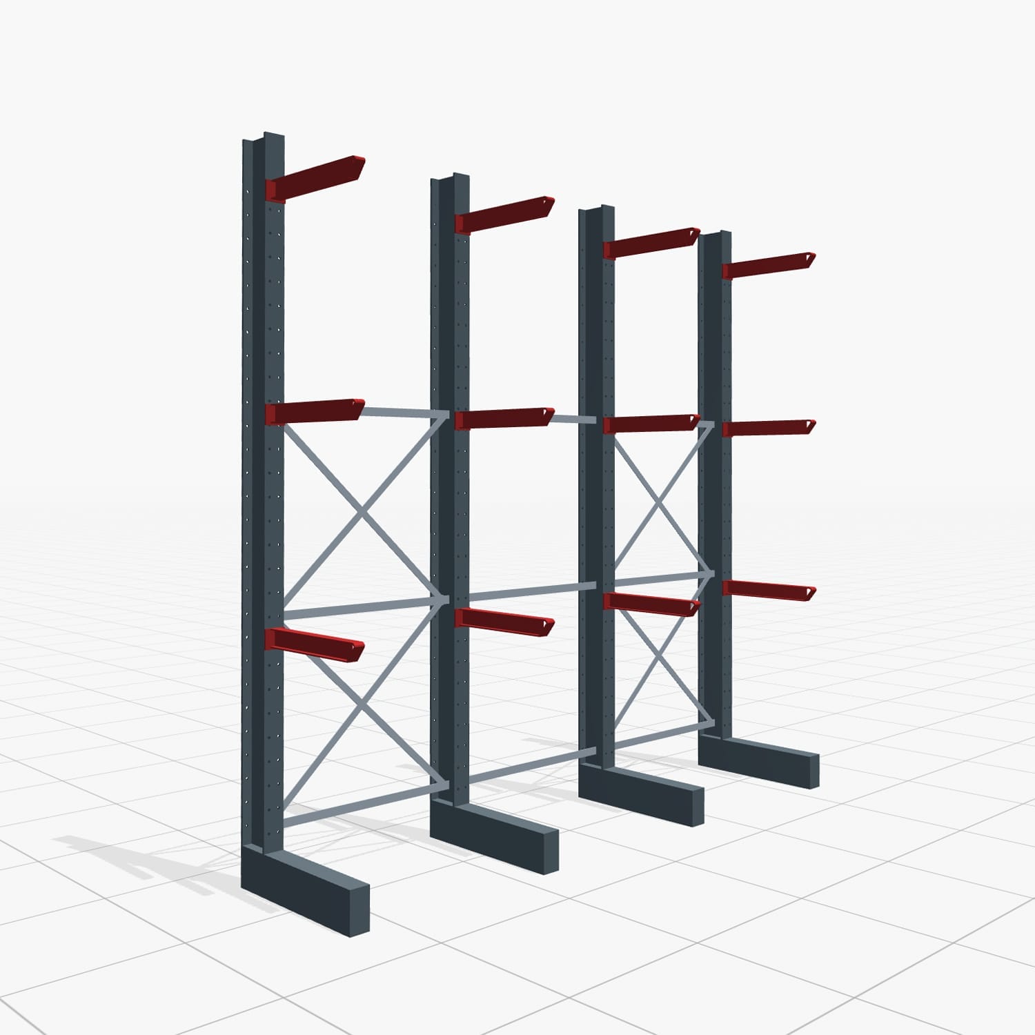 Rayonnages cantilever pour chariot KSX 2000, H : 3.000 mm, L : 3100 mm, Longueur de bras : 600 mm, utilisation unilatérale