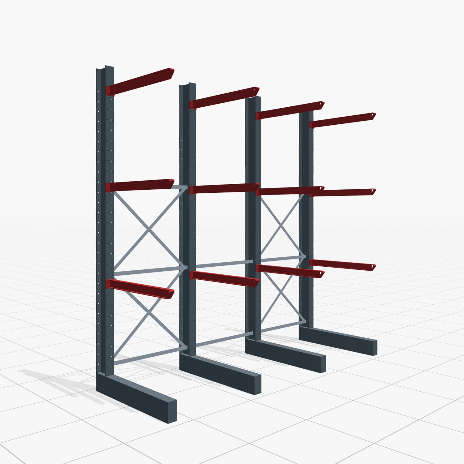 Rayonnages cantilever pour chariot KSX 2000, H : 3.000 mm, l : 3100 mm, longueur de bras : 1.000 mm, utilisation unilatérale
