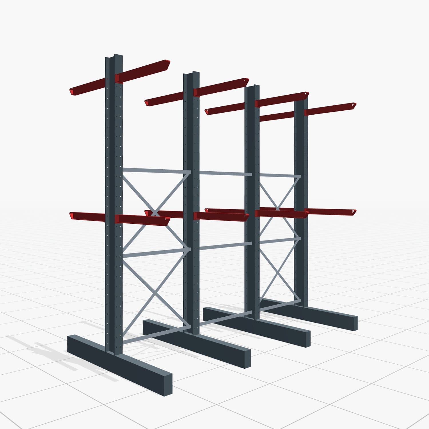 Rayonnages cantilever pour chariot KSX 2000, H : 3.000 mm, L : 3100 mm, Longueur des bras : 800 mm, utilisation des deux côtés