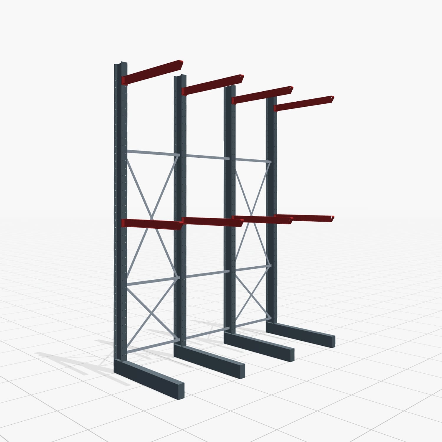 Rayonnages cantilever pour chariot KSX 2000, H : 4.000 mm, L : 3100 mm, Longueur de bras : 1.200 mm, Utilisation unilatérale