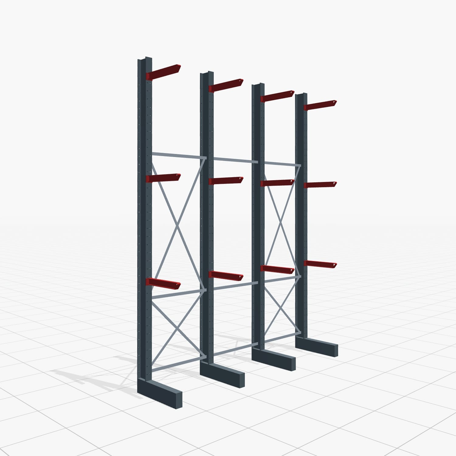 Rayonnages cantilever pour chariot KSX 2000, H : 4.000 mm, L : 3100 mm, Longueur de bras : 600 mm, Utilisation unilatérale