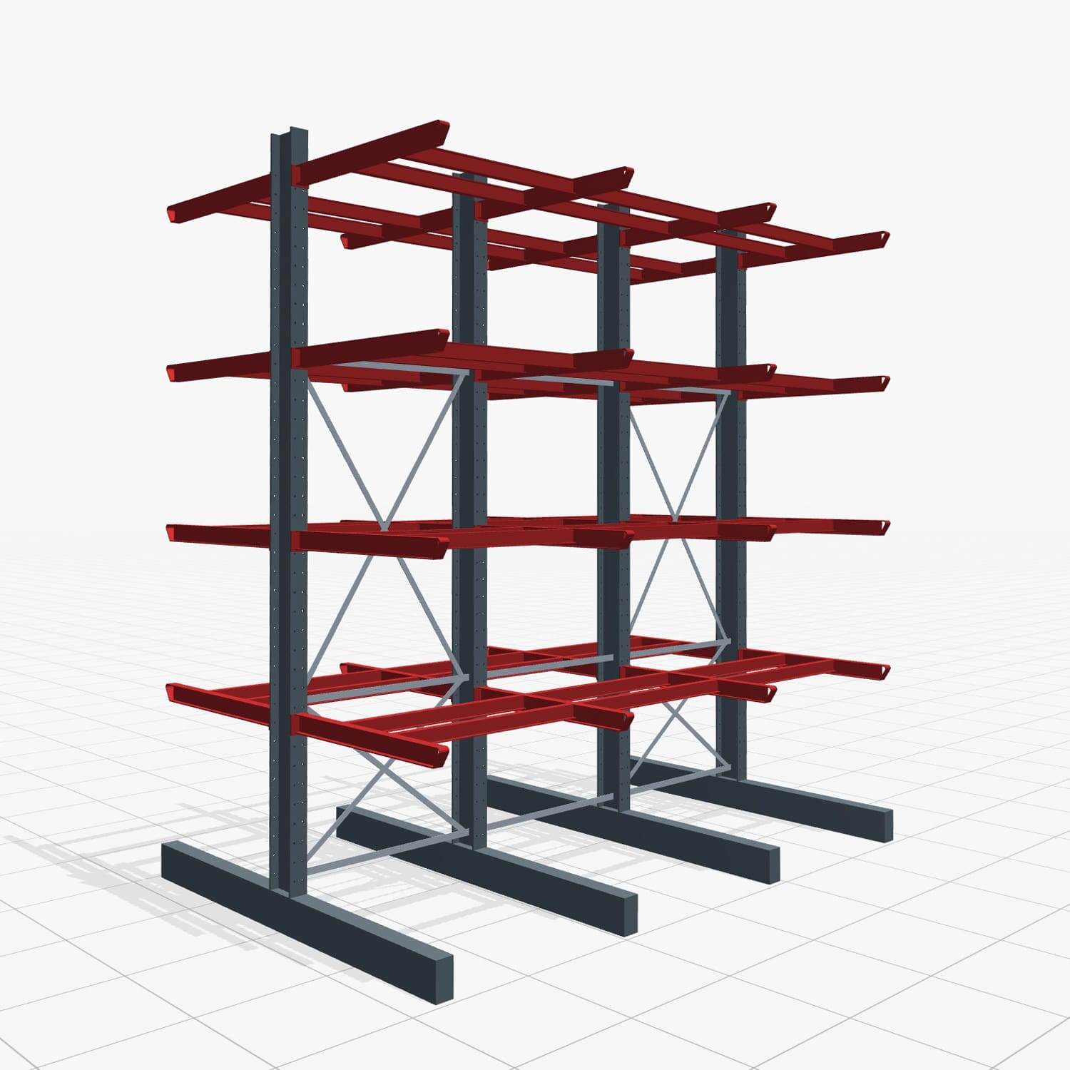 Rayonnages cantilever pour chariot KSX 2000, H : 4 000 mm, L : 3700 mm, Longueur de bras : 1 200 mm, Utilisation des deux côtés