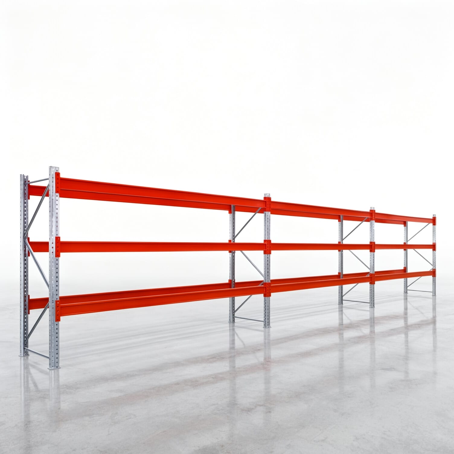 Rayonnages à palettes PRX 1000, palette industrielle, H: 2.100 mm, L : 8.500 mm, poids de palette : 500 kg, emplacements palettes : 36