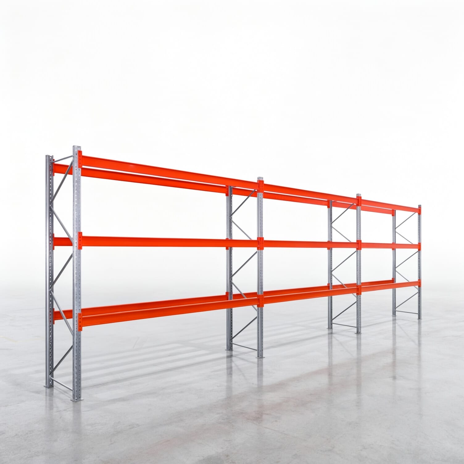 Rayonnages à palettes PRX 1000, palette industrielle, H : 3.100 mm, L : 8.500 mm, poids de palette : 500 kg, emplacements palettes : 36