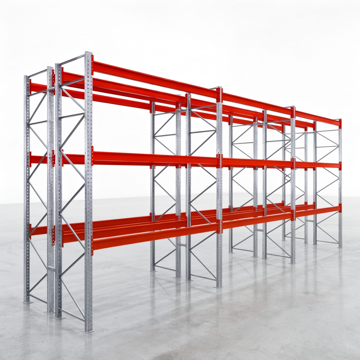 Rayonnages à palettes PRX 1000, palette Europe, H : 3.600 mm, L : 8.500 mm, poids de palette : 500 kg, emplacements palettes : 72