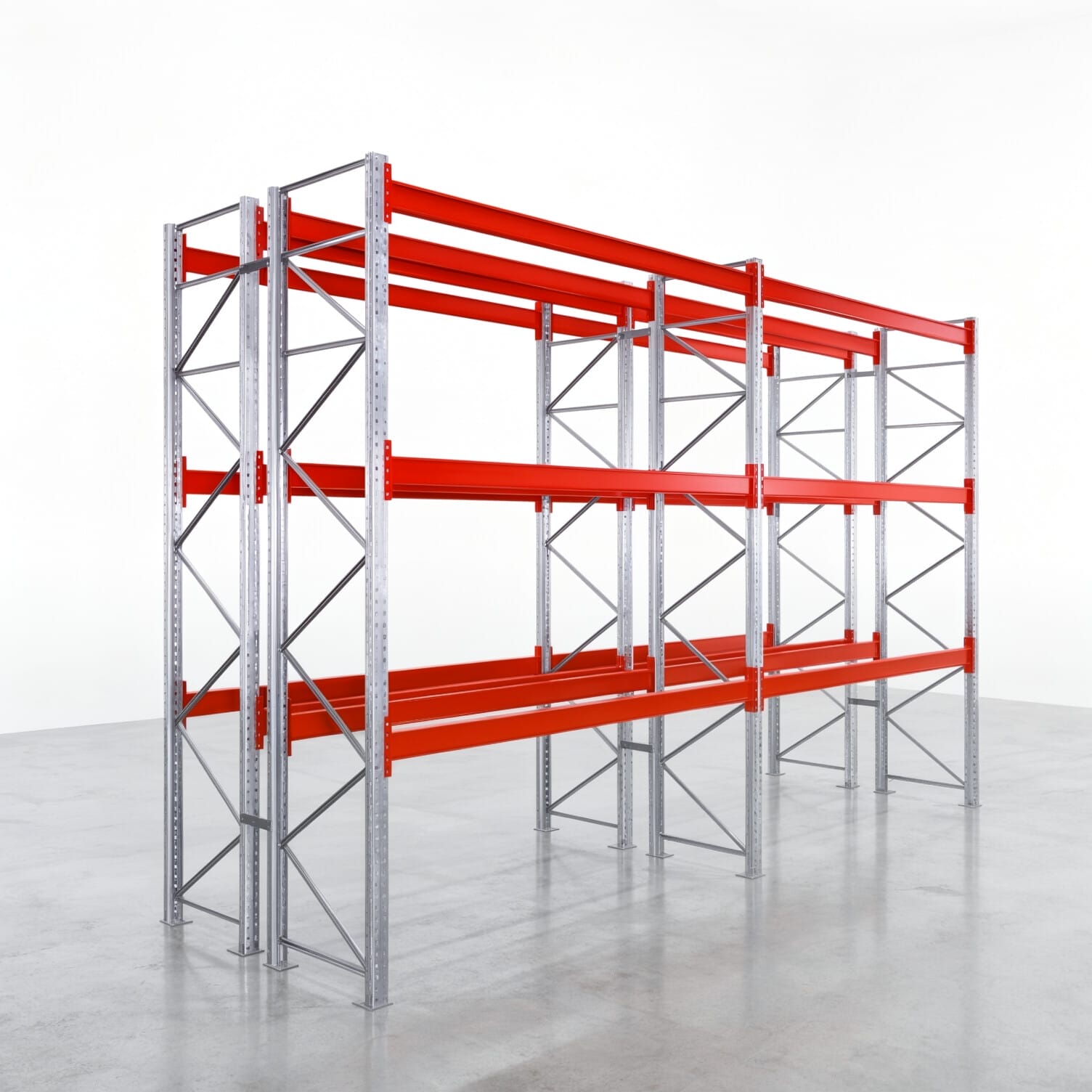 Rayonnages à palettes PRX 1000, palette Europe, H : 3.600 mm, L : 5.700 mm, poids de palette : 750 kg, emplacements palettes : 48