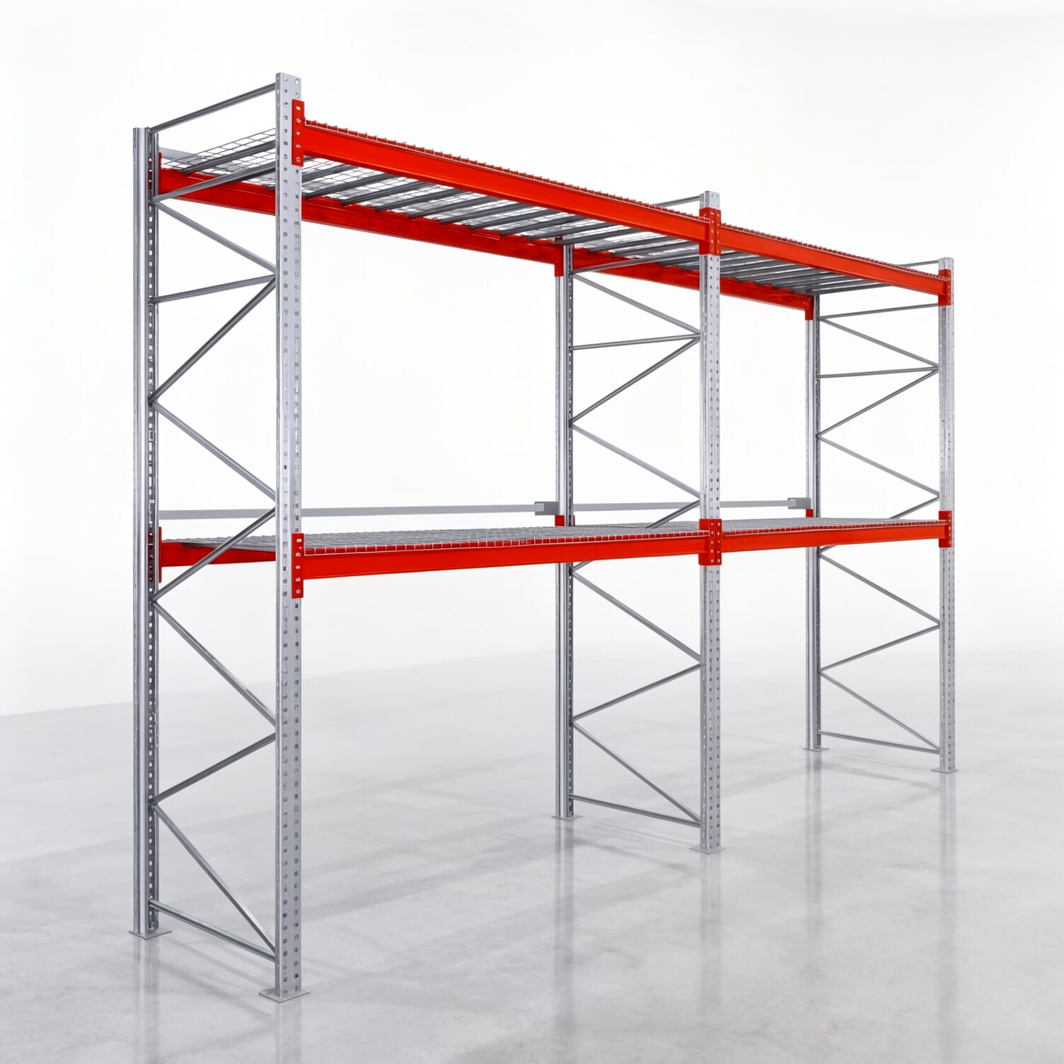 Rayonnages à palettes PRX 1000, palette Europe, H : 3.600 mm, L : 5.700 mm, poids de palette : 500 kg, emplacements palettes : 18