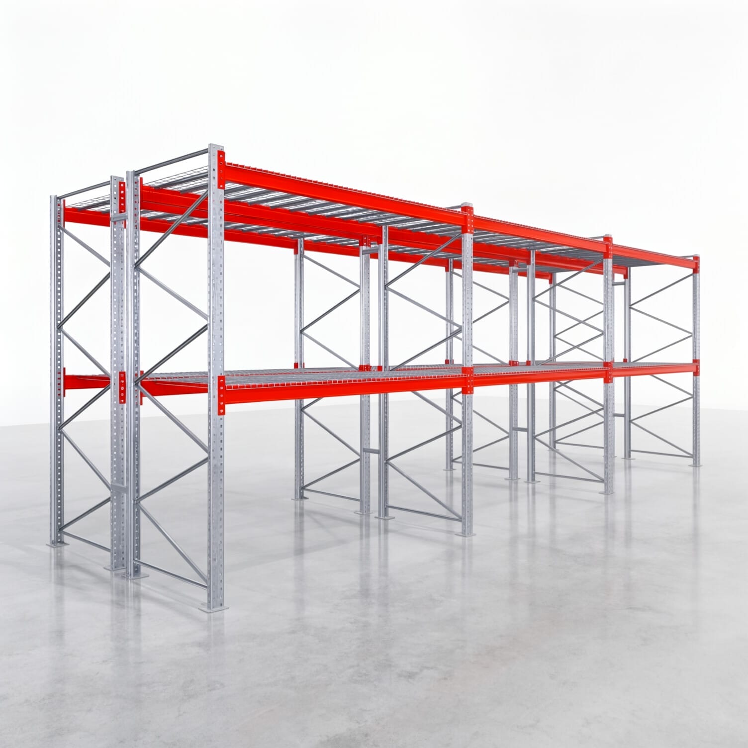 Rayonnages à palettes PRX 1000, palette Europe, H : 3.100 mm, L : 8.500 mm, poids de palette : 500 kg, emplacements palettes : 27