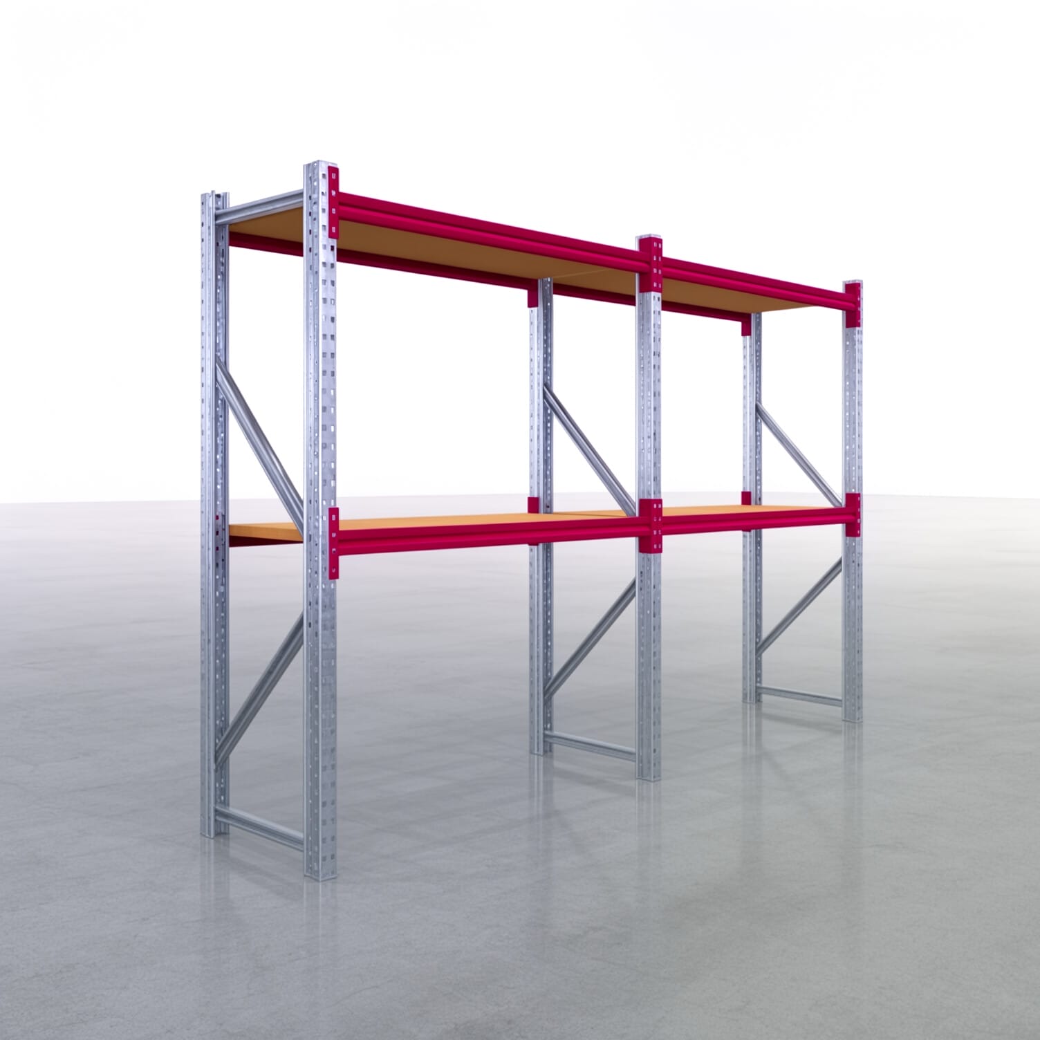 Magazijnstellingen WSX 5000, H: 2.000 mm, B: 3.187 mm mm, D: 600 mm, niveaus: 3, vakbreedte: 1.500 mm, oplegging: spaanplaat