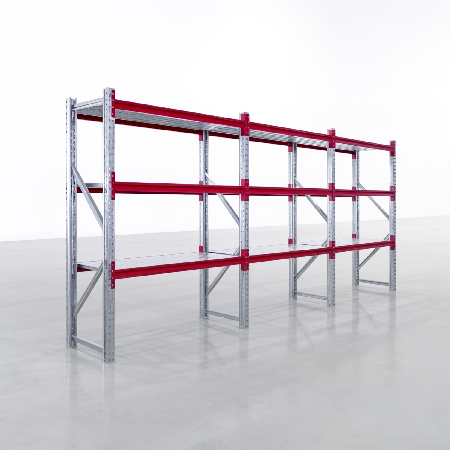 Magazijnstellingen WSX 5000, H: 2.000 mm, B: 4.748 mm mm, D: 600 mm, Niveaus: 4, Vakbreedte: 1.500 mm, Opleg: staalbodem