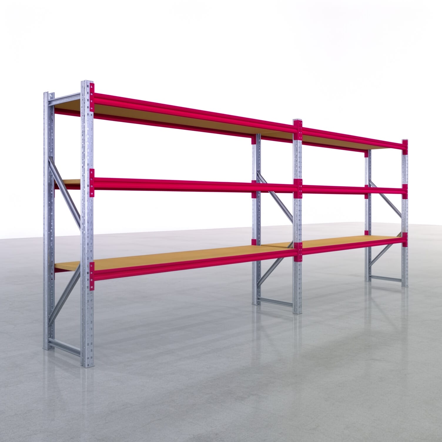 Magazijnstellingen WSX 5000, H: 2.000 mm, B: 5.167 mm mm, D: 600 mm, niveaus: 4, vakbreedte: 2.500 mm, oplegging: spaanplaat