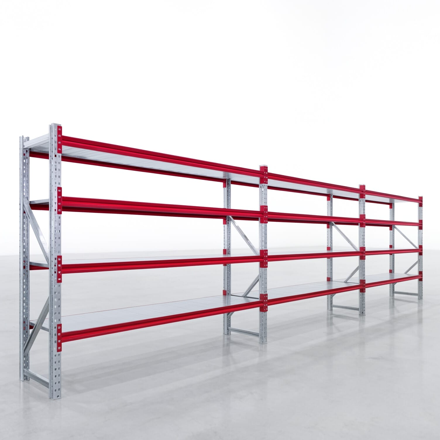 Magazijnstellingen WSX 5000, H: 2.000 mm, B: 7.718 mm mm, D: 600 mm, niveaus: 5, vakbreedte: 2.500 mm, oplegging: stalen legbord