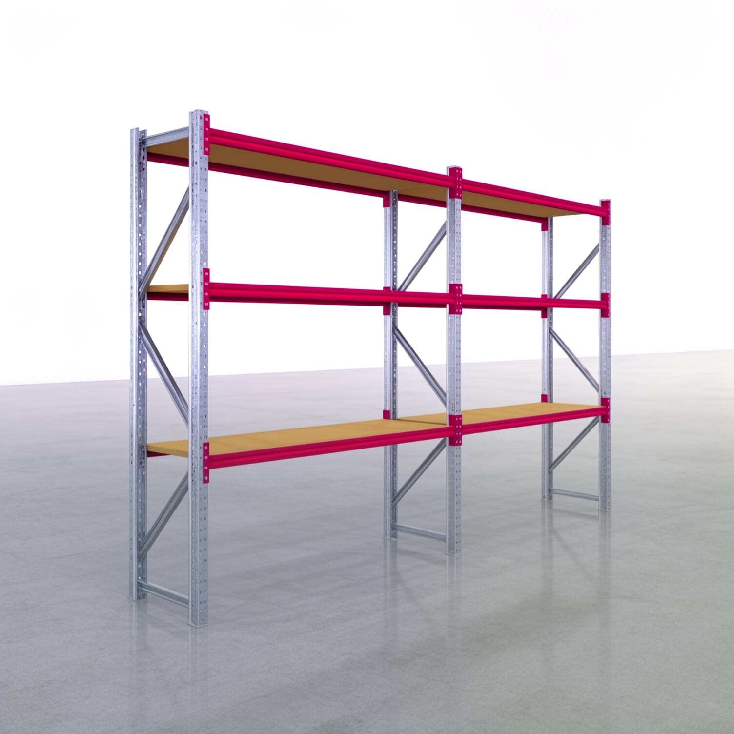 Magazijnstellingen WSX 5000, H: 2.400 mm, B: 4.177 mm mm, D: 600 mm, niveaus: 4, vakbreedte: 2.000 mm, oplegging: spaanplaat