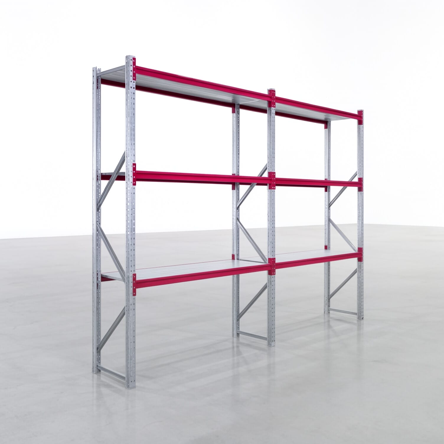 Rayonnages de stockage WSX 5000, H: 3.000 mm, L : 4.177 mm mm, P: 600 mm, Niveaux : 4, Largeur de champ : 2.000 mm, Support : fond en acier