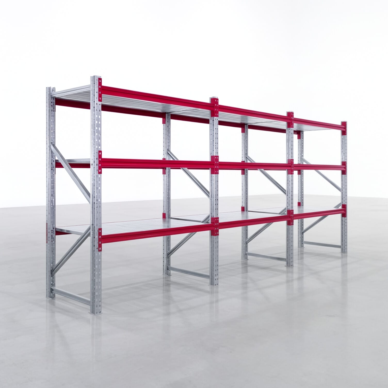 Magazijnstellingen WSX 5000, H: 2.000 mm, B: 4.748 mm mm, D: 800 mm, Niveaus: 4, Vakbreedte: 1.500 mm, Legbord: stalen legbord