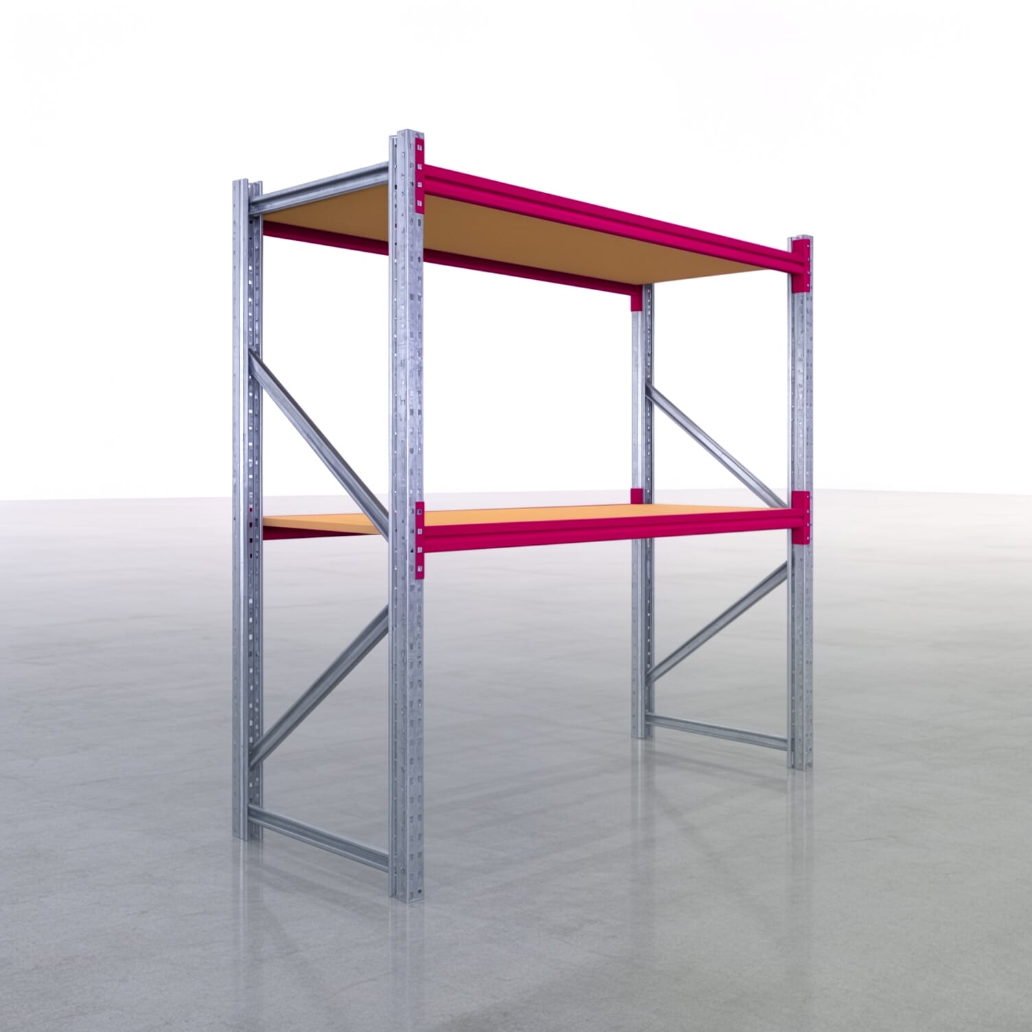 Magazijnstellingen WSX 5000, H: 2.000 mm, B: 2.121 mm mm, D: 800 mm, niveaus: 3, veldbreedte: 2.000 mm, opleg: spaanplaat