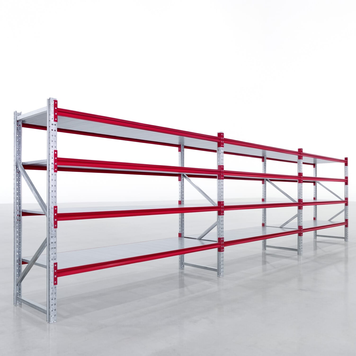 Magazijnstellingen WSX 5000, H: 2.000 mm, B: 7.718 mm mm, D: 800 mm, niveaus: 5, Vakbreedte: 2.500 mm, oplegging: stalen legbord