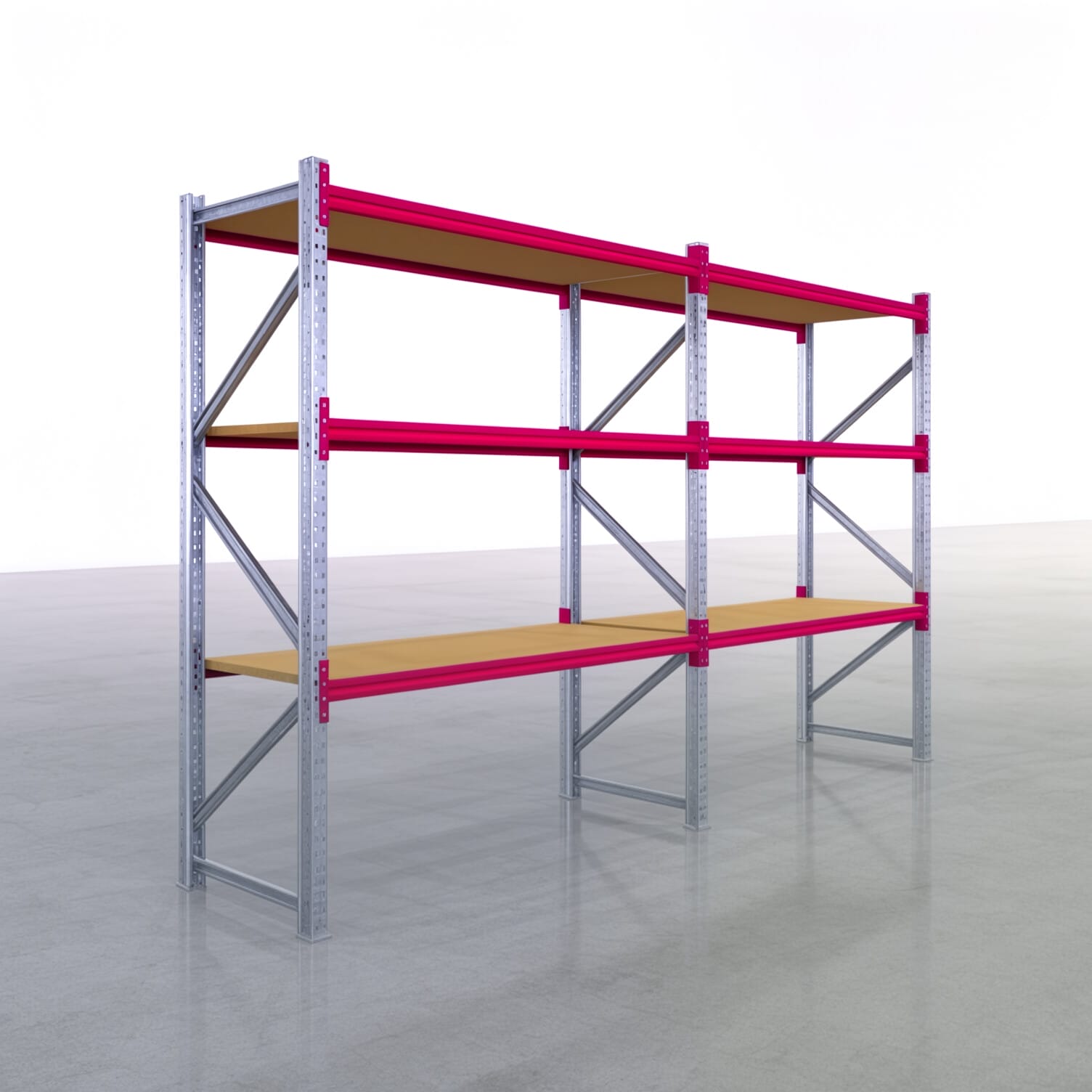 Magazijnstellingen WSX 5000, H: 2.400 mm, B: 4.177 mm mm, D: 800 mm, Niveaus: 4, Vakbreedte: 2.000 mm, Opleg: spaanplaat