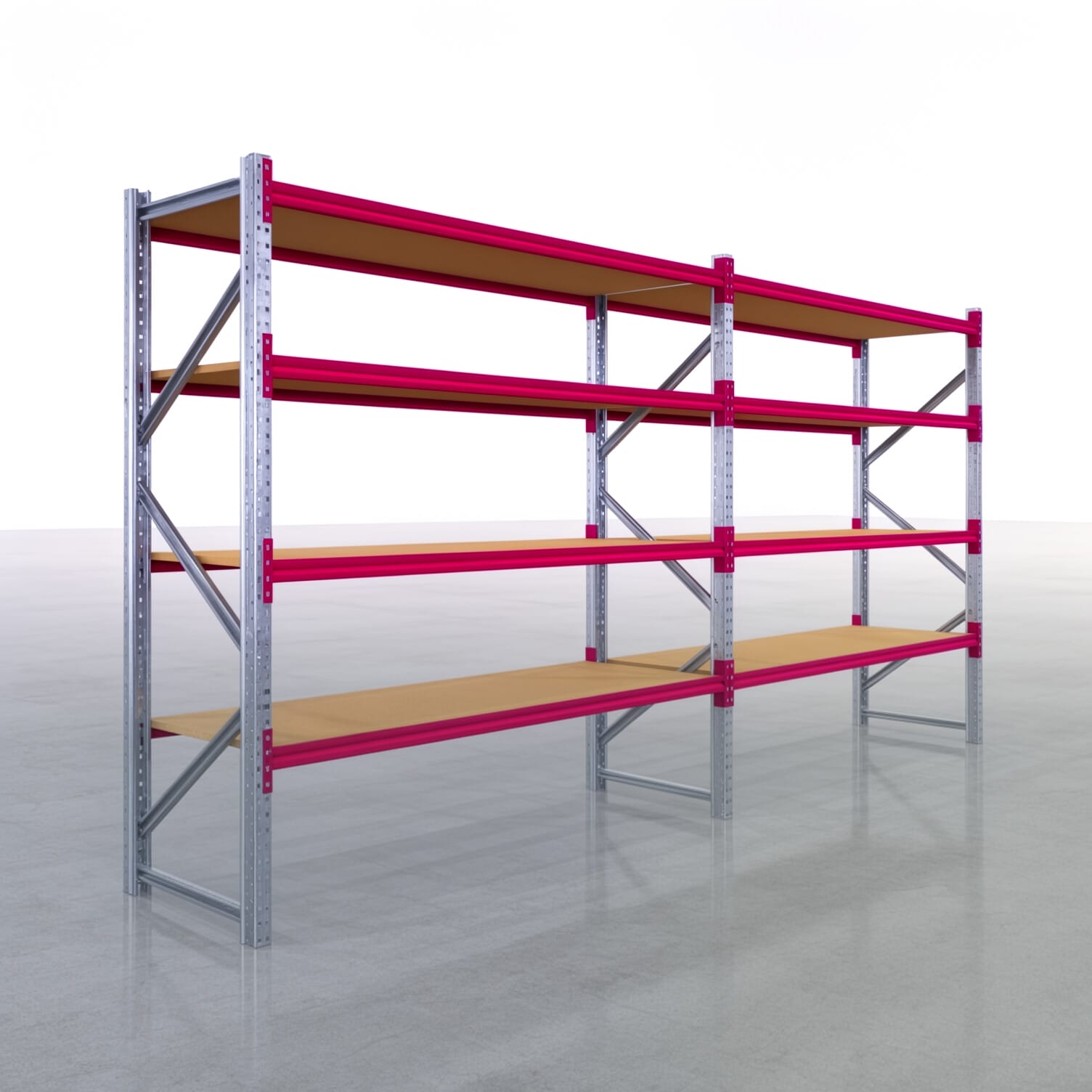 Magazijnstellingen WSX 5000, H: 2.400 mm, B: 5.167 mm mm, D: 800 mm, niveaus: 5, vakbreedte: 2.500 mm, oplegging: spaanplaat