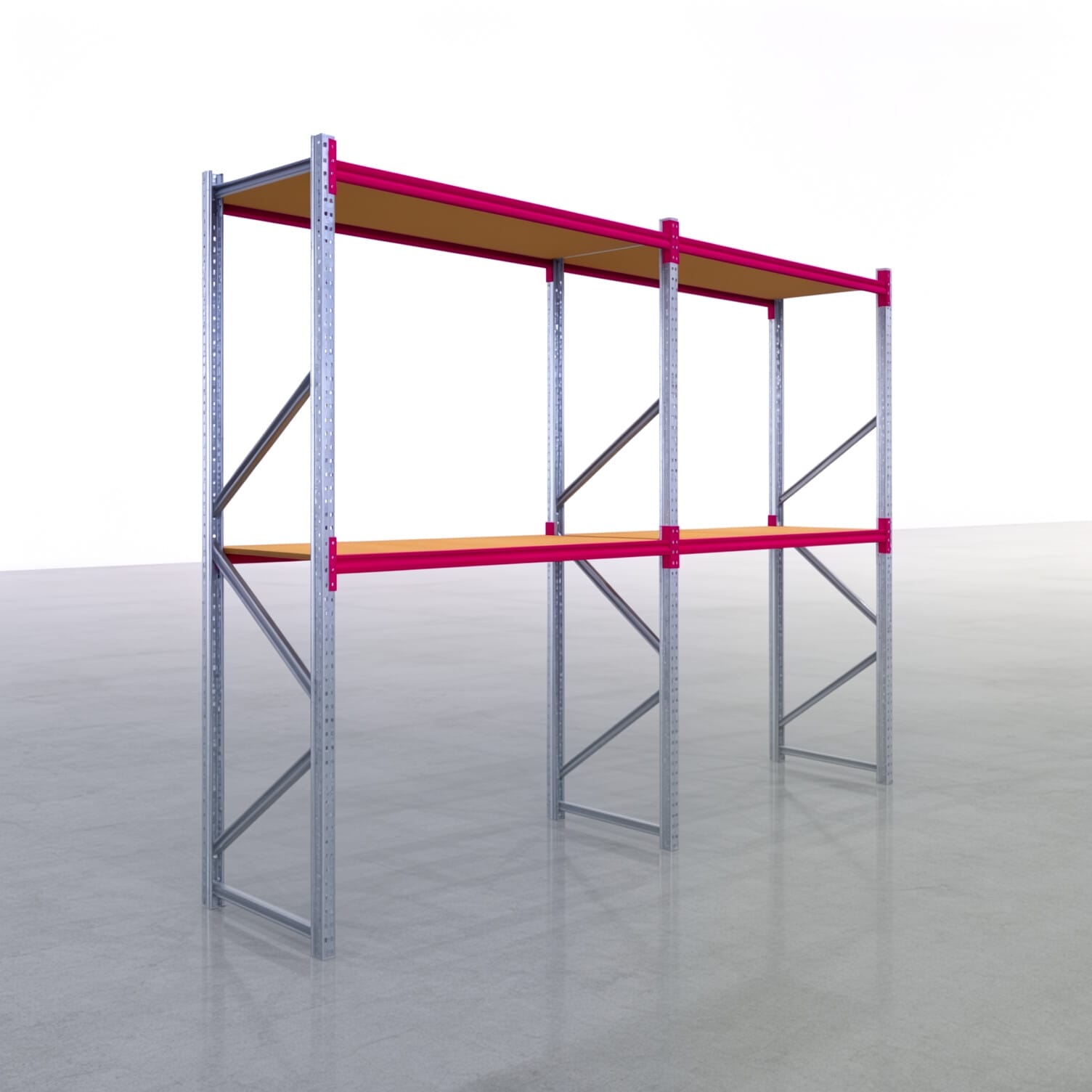 Rayonnages de stockage WSX 5000, H: 3.000 mm, L : 4.177 mm mm, P: 800 mm, Niveaux : 3, Largeur de tablette : 2.000 mm, support : panneau de particules