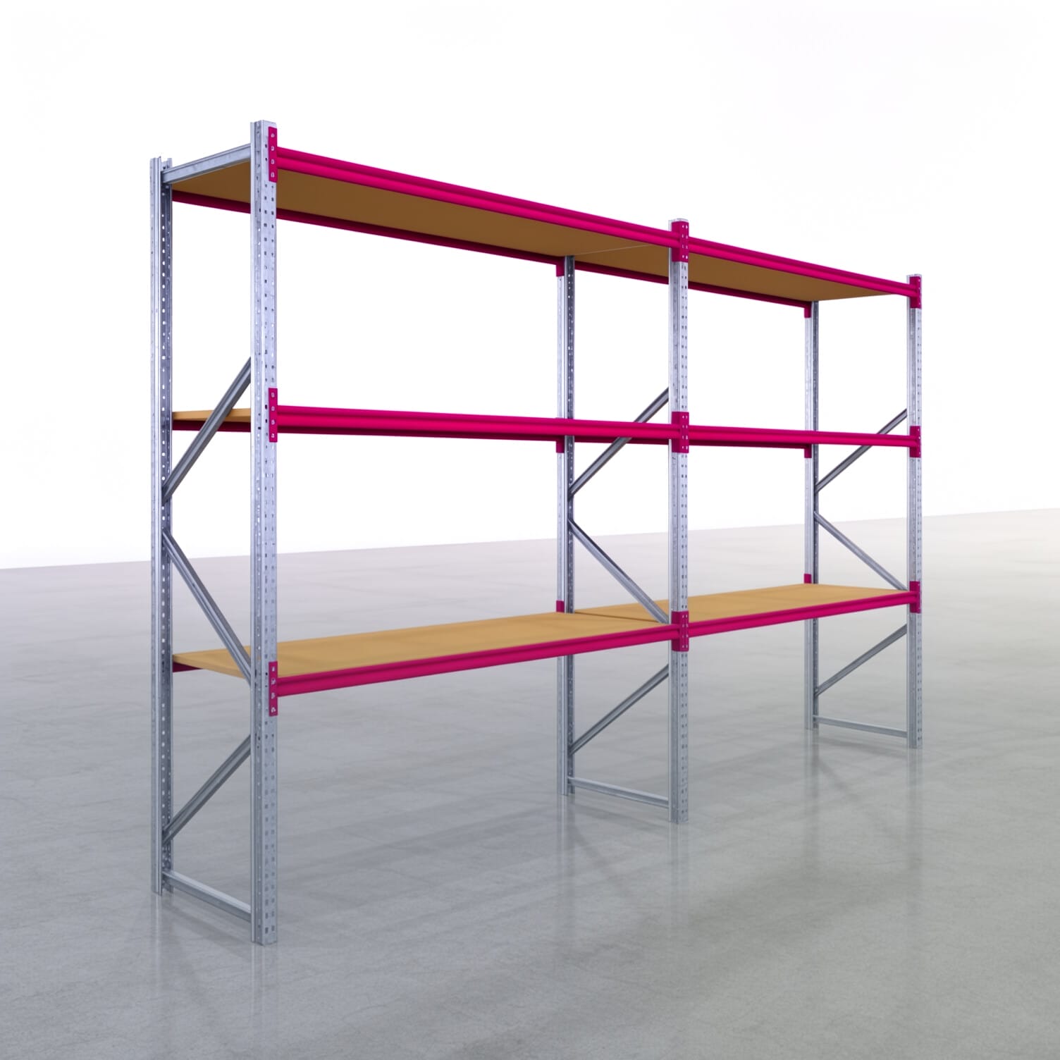 Rayonnages de stockage WSX 5000, H : 3.000 mm, L : 5.167 mm mm, P : 800 mm, Niveaux : 4, Largeur de travée : 2.500 mm, Support : panneau d’aggloméré