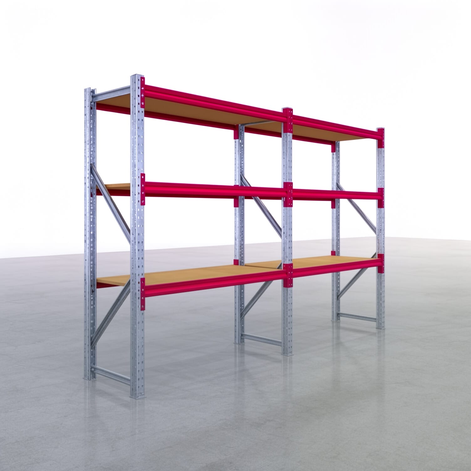 Magazijnstellingen WSX 5000, H: 2.000 mm, B: 3.187 mm mm, D: 600 mm, niveaus: 4, vakbreedte: 1.500 mm, opleg: spaanplaat