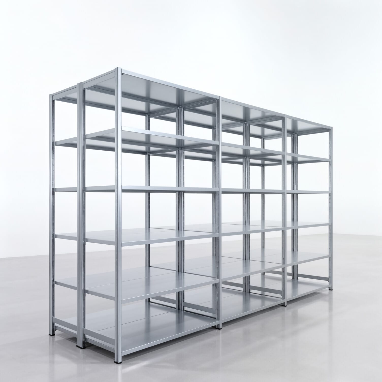 Rayonnages métalliques FBX 4000, H: 2.250 mm, L : 3.623 mm mm, P: 600 mm, niveaux : 6