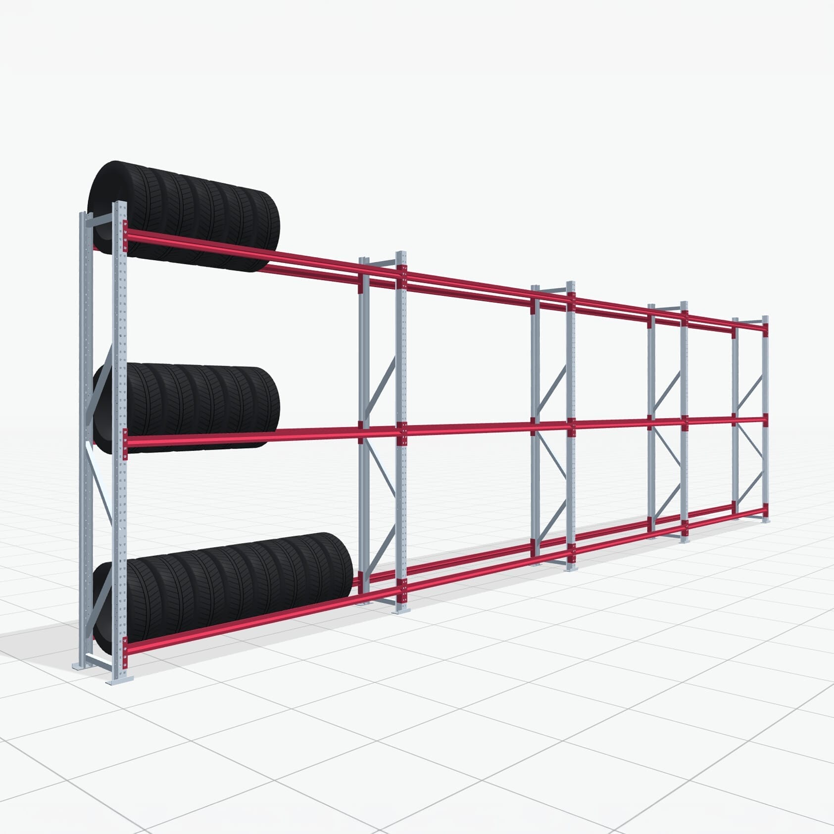 Bandenstellingen RSX 5000, H: 3.000 mm, B: 10.269 mm mm, D: 500 mm (16 - 18